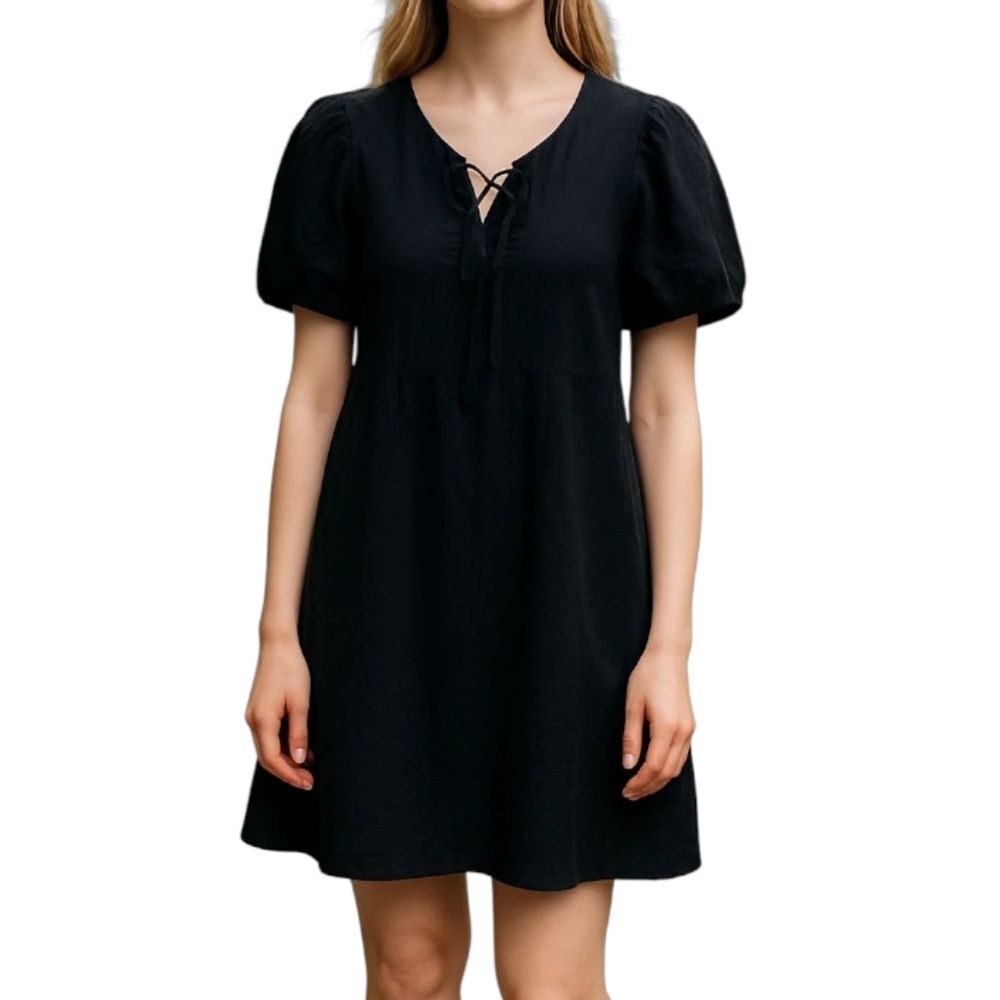 Amandi From Anthropologie Black Puff Sleeve Dress